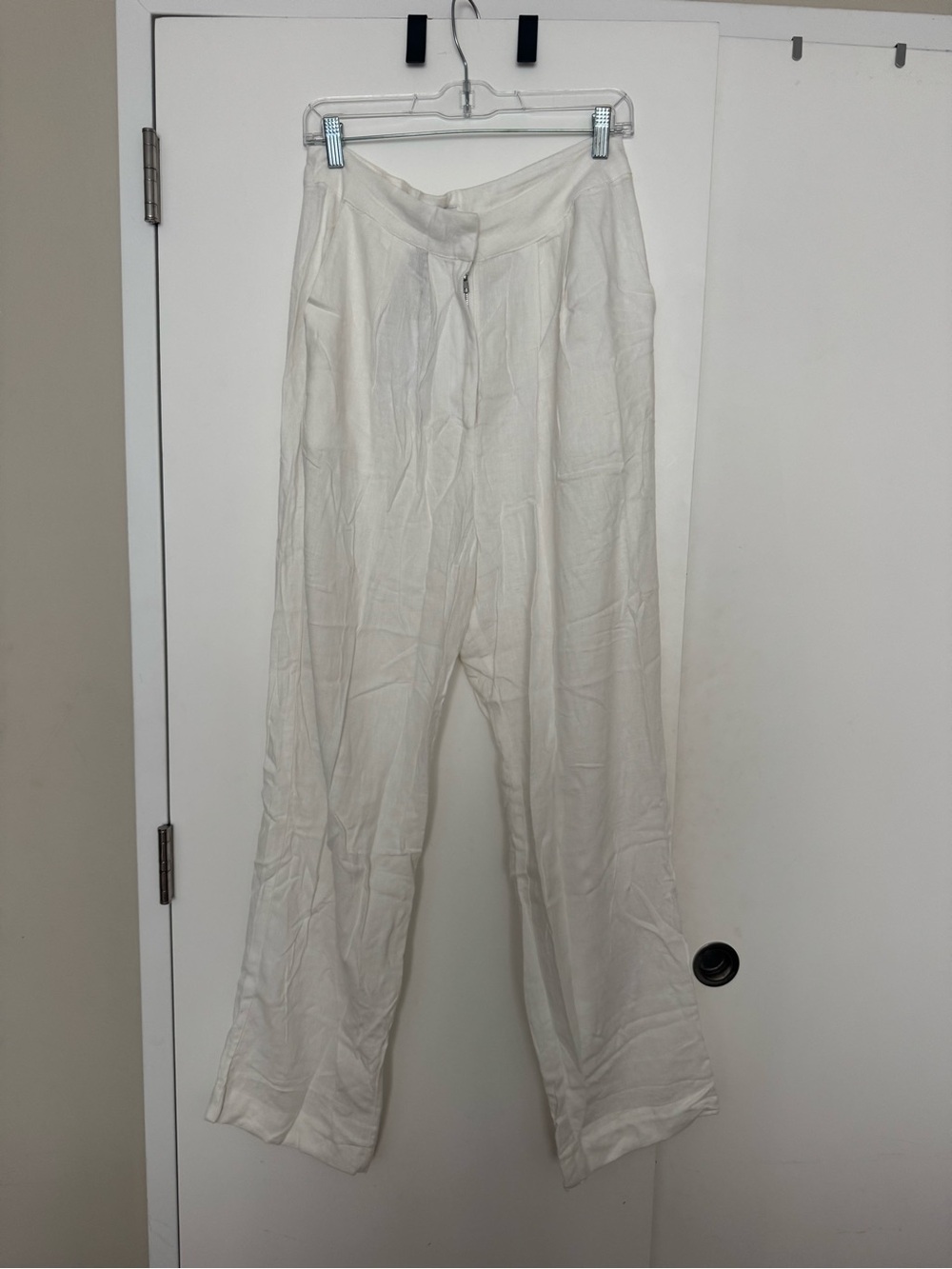 WeWoreWhat Cream Wide-Leg Linen Blend Pants